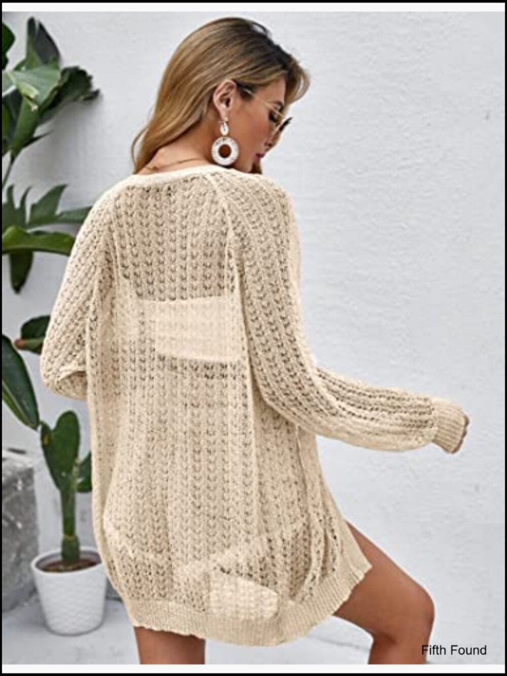 Crochet Lightweight Cardigan Cover Up Open Front Long Sleeve Summer Cardigan - Picture 4 of 7
